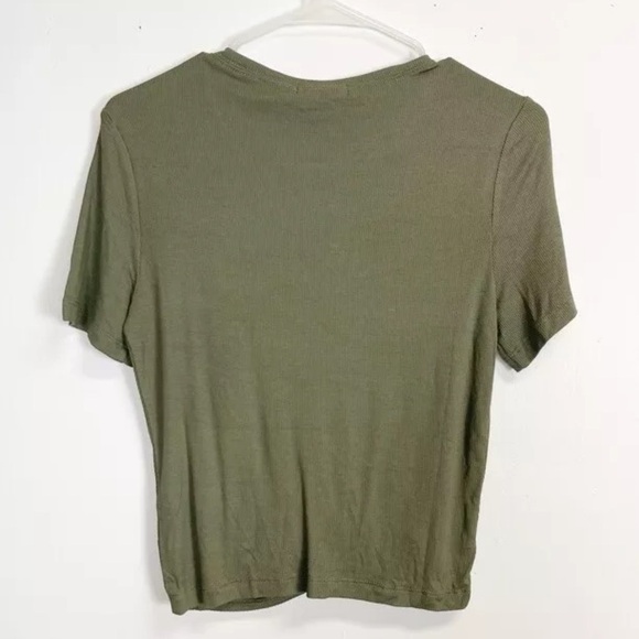 Marine Layer Short Sleeve Tee Womens Small Olive Green Lexi Twist Front Top NWT - Picture 2 of 8